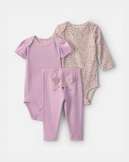 Conjunto 3 Piezas Diseño Bunny Purple