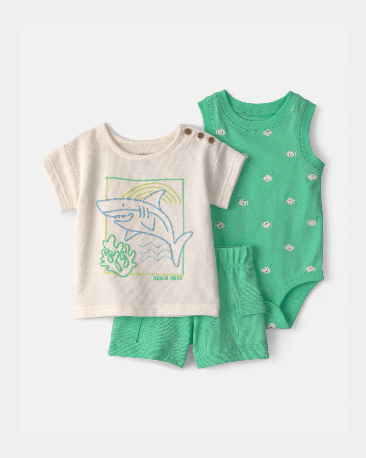 Conjunto 3 Piezas Corto Diseño Shark Green