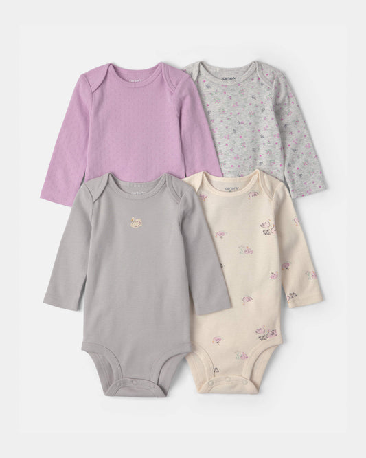 Set 4 Bodies Manga Larga Diseño Swan Floral