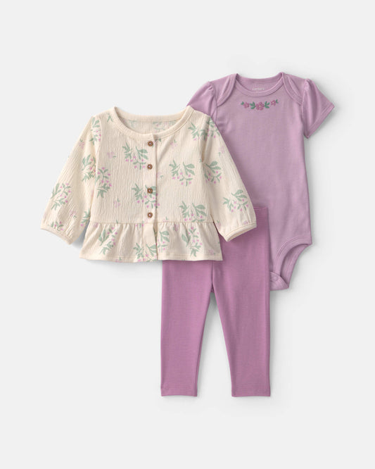 Conjunto 3 Piezas Diseño Floral