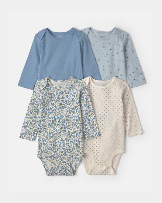 Set 4 Bodies Manga Larga Diseño Blueberry Floral