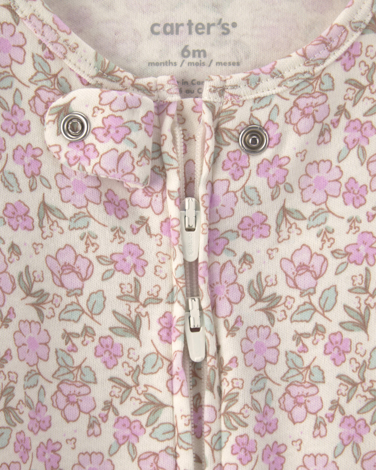 Pijama en Algodón Diseño Floral Purple/Ivory
