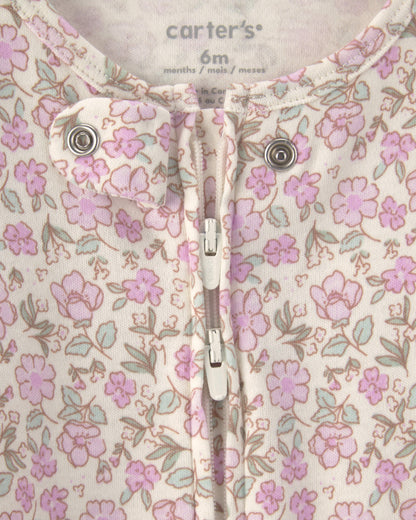Pijama en Algodón Diseño Floral Purple/Ivory