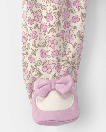 Pijama en Algodón Diseño Floral Purple/Ivory