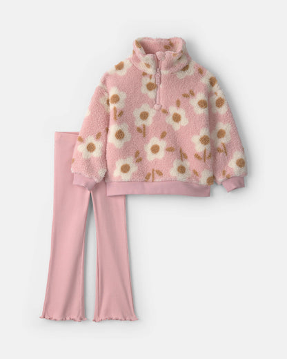 Conjunto 2 Piezas Diseño Floral Teddy Fleece