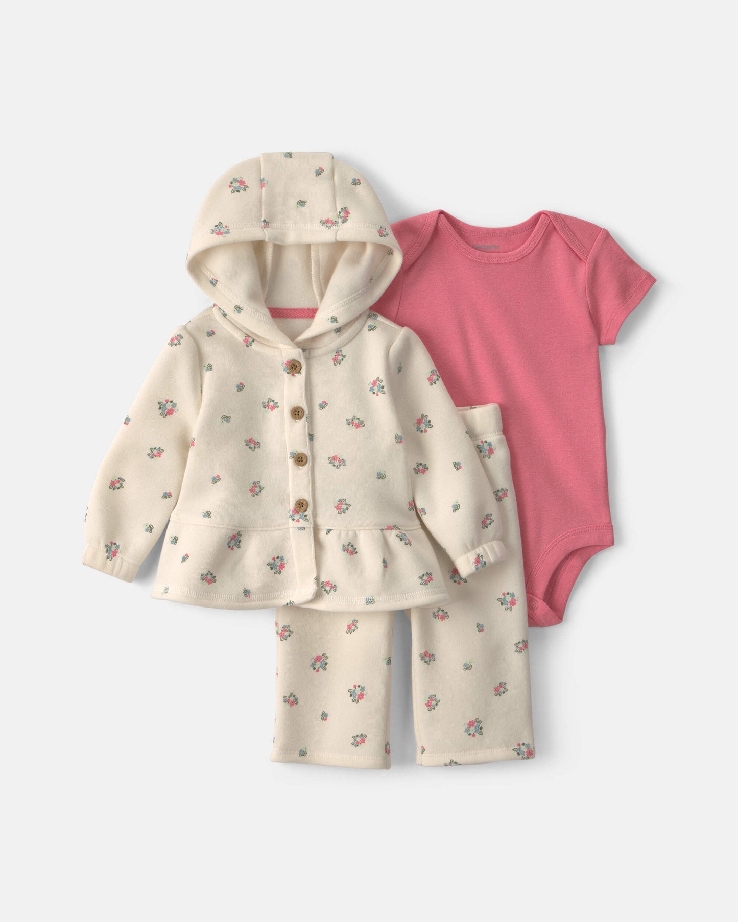 Conjunto 3 Piezas Chaqueta Floral Fleece