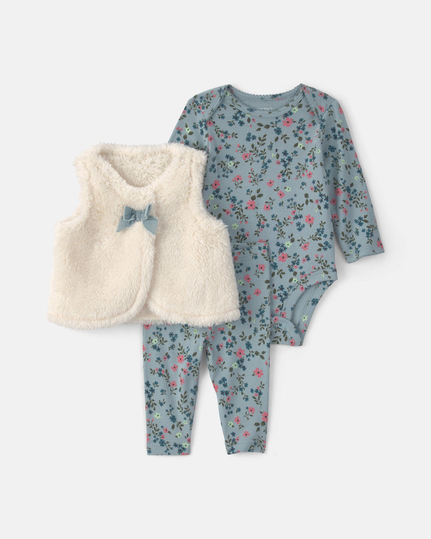 Conjunto 3 Piezas Chaleco en Sherpa Floral