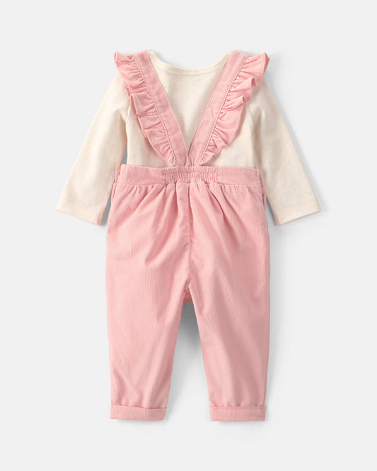 Conjunto 2 Piezas Overol Pana Heart Pink