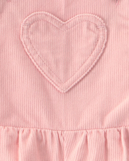 Conjunto 2 Piezas Overol Pana Heart Pink