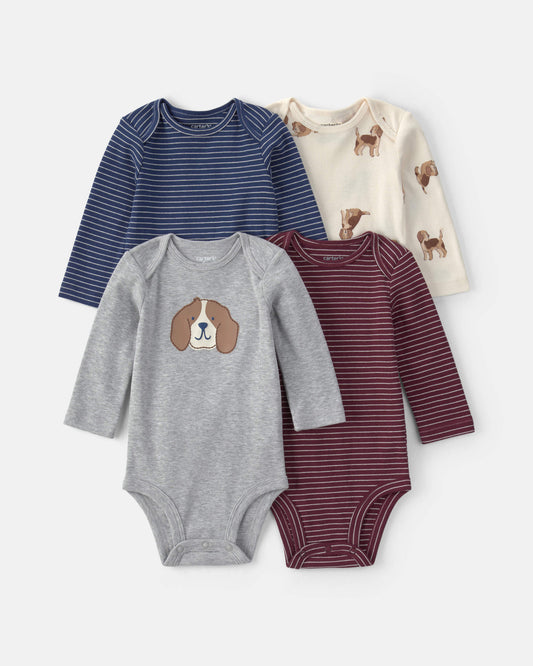Set 4 Bodies Manga Larga Diseño Dog Striped