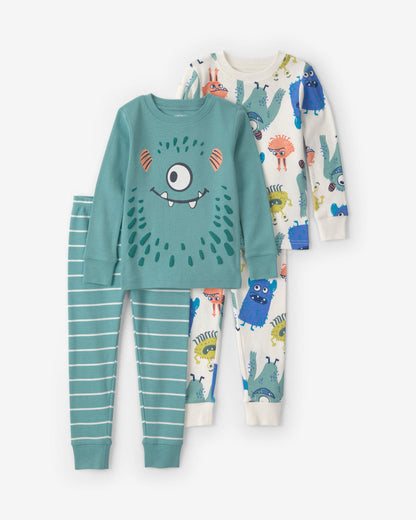 Pijama 4 Piezas en Algodón Diseño Monster