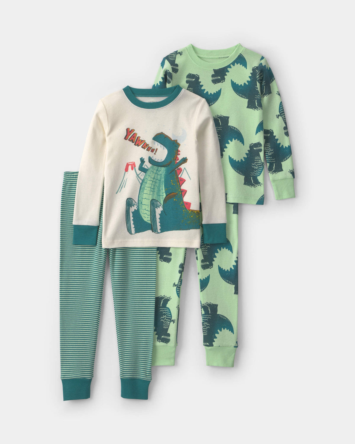 Pijama 4 Piezas en Algodón Diseño Dino Striped