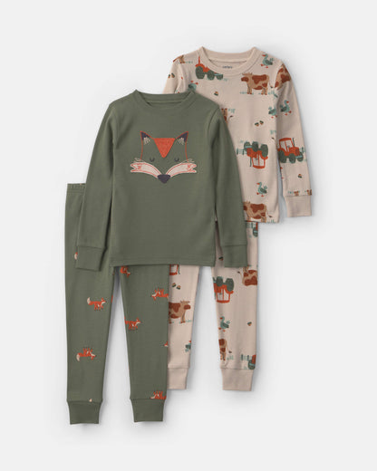 Pijama 4 Piezas en Algodón Diseño Fox