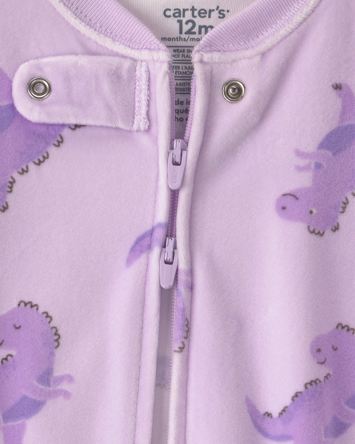 Pijama en Terciopelo Diseño Dino Purple