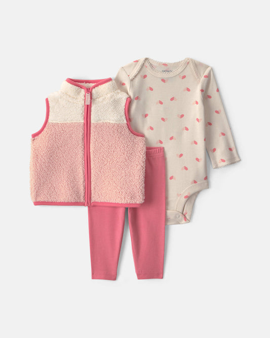 Conjunto 3 Piezas Chaleco en Sherpa Heart