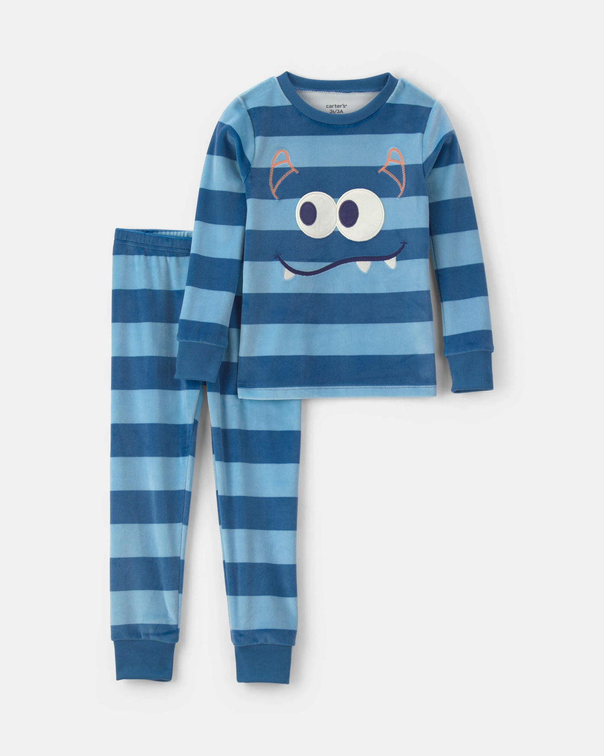 Pijama 2 Piezas en Terciopelo Diseño Monster Striped