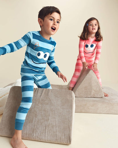 Pijama 2 Piezas en Terciopelo Diseño Monster Striped