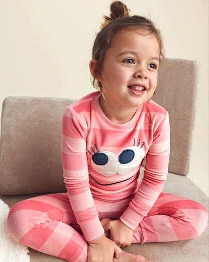 Pijama 2 Piezas en Terciopelo Diseño Monster Striped