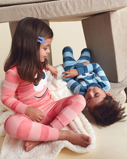 Pijama 2 Piezas en Terciopelo Diseño Monster Striped