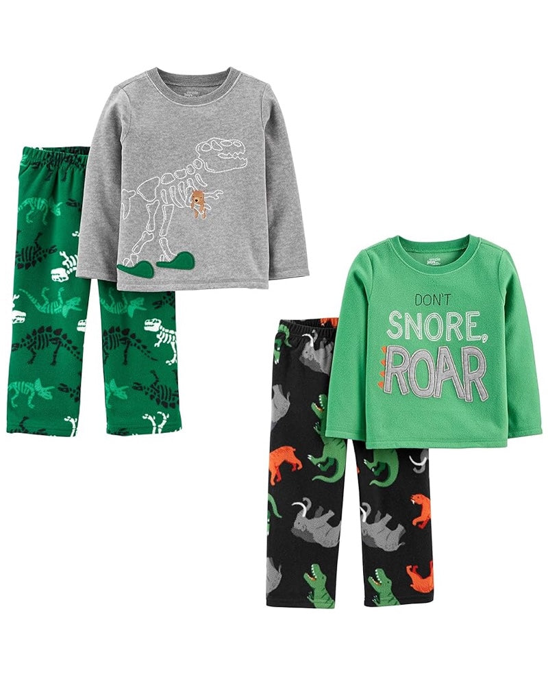 Pijama 4 Piezas en Fleece Diseño Dino