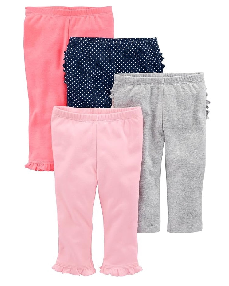Set 4 Pantalones Diseño Colores Sólidos y Puntos