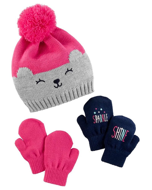 Set Gorro y 2 Pares de Guantes Diseño Osita