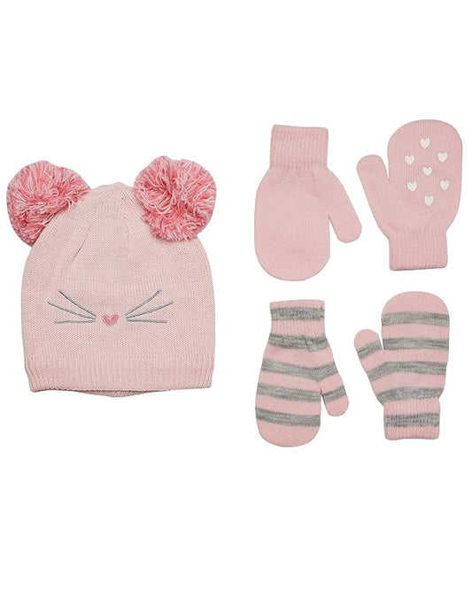 Set Gorro y 2 Pares de Guantes Diseño Gatica