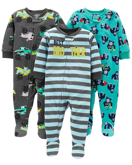 3 Pijamas en Fleece Diseño Brother