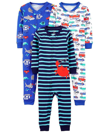 3 Pijamas en Algodón Diseño Cangrejo