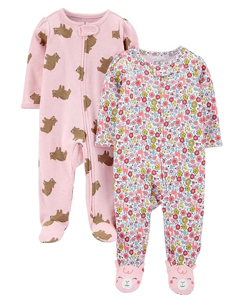 2 Pijamas en Algodón Diseño Osos y Flores