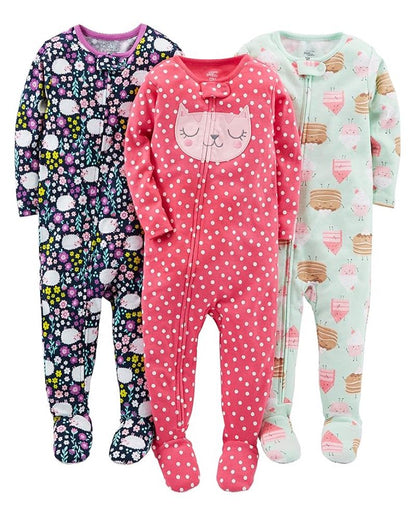 3 Pijamas en Algodón Diseño Gatito