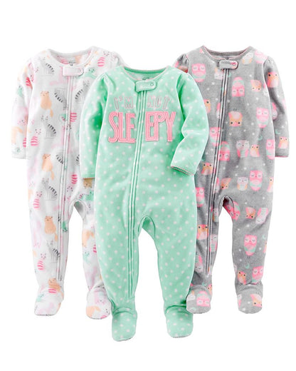 3 Pijamas en Fleece Diseño Sleepy